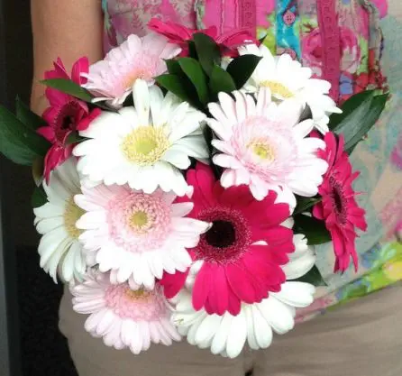 Pink and White Gerbera Bridesmaid Bouquet