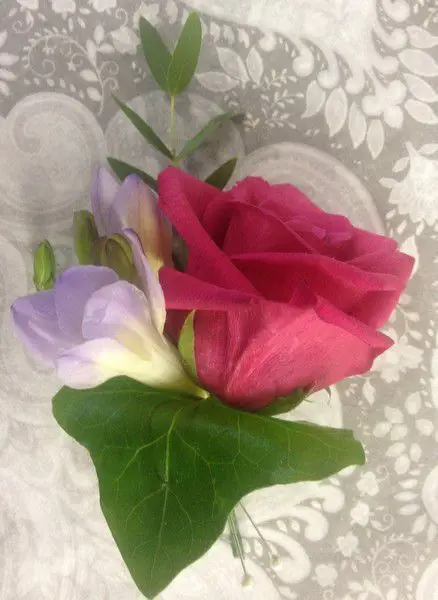Grooms Rose and Freesia Buttonhole