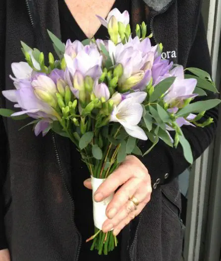 Lilac Freesia Bridesmaid Bouquet - Side