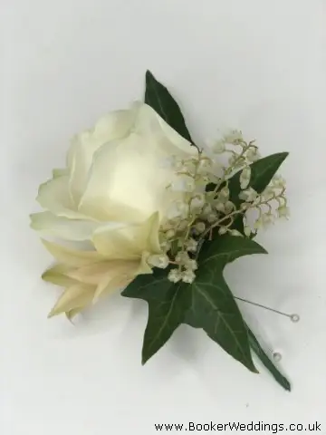White Rose and Pieris Groom Buttonhole