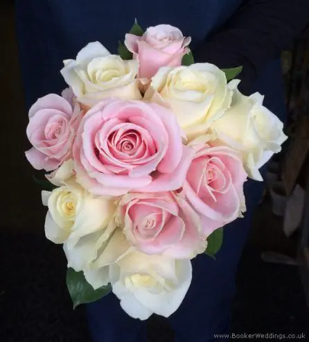 Hand-tied Cream and Blush Rose Bridesmaid Bouquet