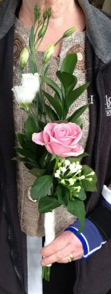 Dusky Pink Rose Bouvardia and Lissianthus Linear Bridesmaid Bouquet