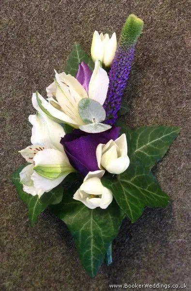Purple and White Rose Freesia and Lissanthus Pin Corsage