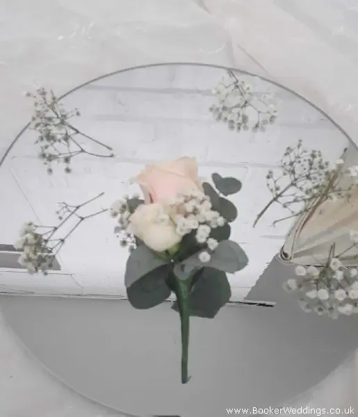 Peach and Cream Rose Buttonhole for Groom