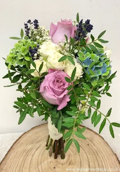 Flower Girl Handtied Bouquet of Roses Hydrangea Spray Roses and Gyp