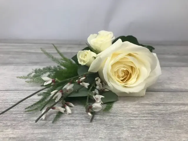 White Rose and Green Groom Buttonhole