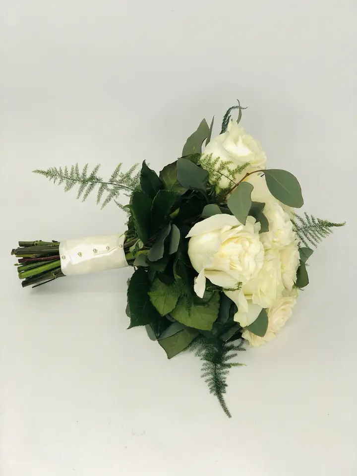 Bride White Rose Handtied Bouquet