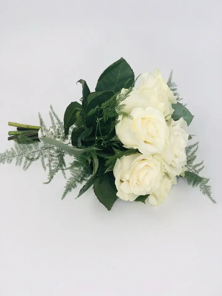 Bridesmaid White Rose Handtied