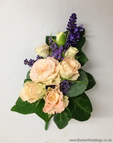 Just Picked English Country Garden Cream Spray Rose & Lavender Pin Corsage