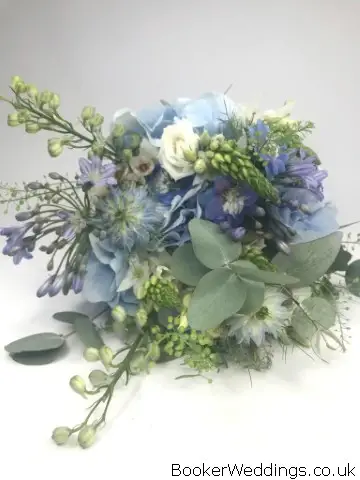 Bridesmaid Wild Flowers Blue and White Bouquet