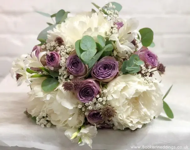 Bride Handtied Bouquet of Peony Roses Gladioli Astrantia Gypsy Grass
