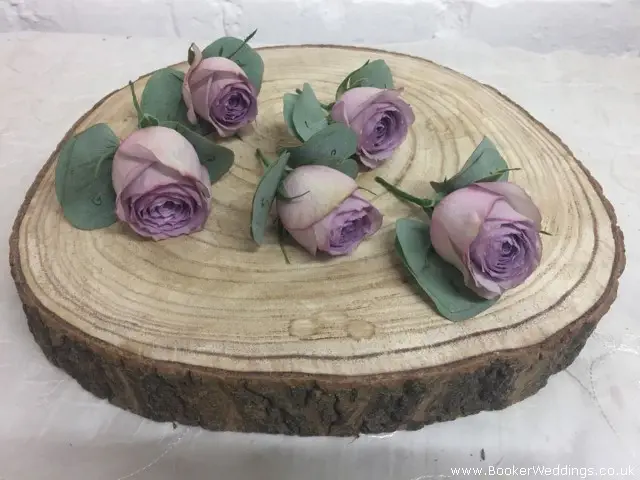 Lilac Rose Buttonholes for Wedding Party