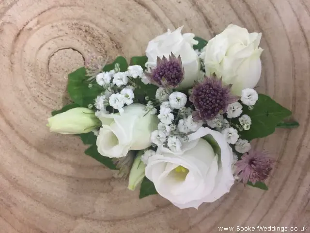Lilac and White Pin Corsage for Mother of the Bride