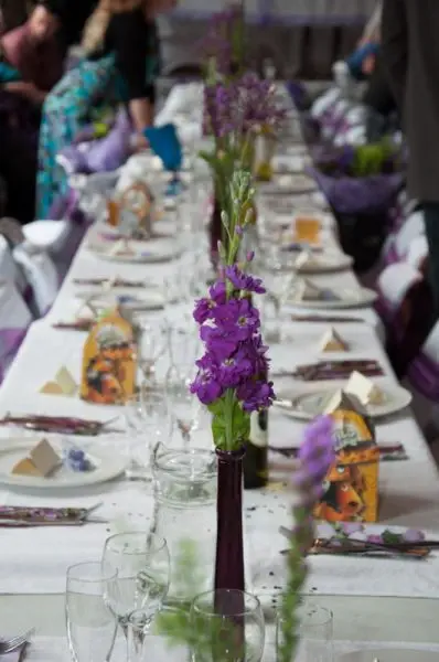 Purple Flower Stem Vases Table Arrangements