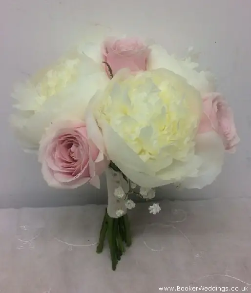 Bridesmaid Wedding Flowers of Blush Pink Roses and White Peonies