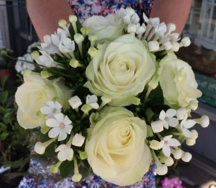 Cream Bridesmaid Bouquet of Rose and Bouvardia