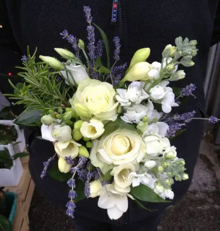 Flower Girl Bouquet White Flowers and Lavender
