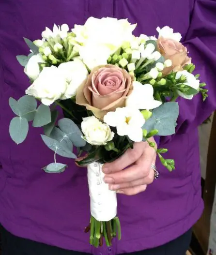 Brown Amnesia Rose and White Flowers Bridesmaid Bouquet