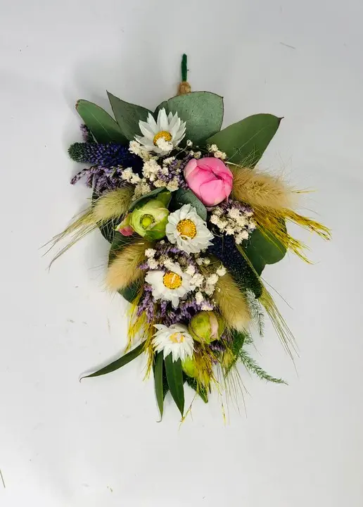 Alternative Dried Flower Corsage with Pampas Wheat and Bunny Tails