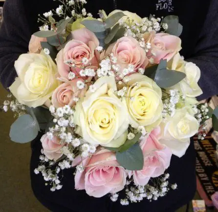 Cream and Pink Rose Brides Bouquet