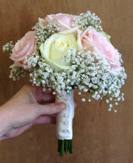 Pale Pink and Cream Rose Bridesmaid Bouquet - Side