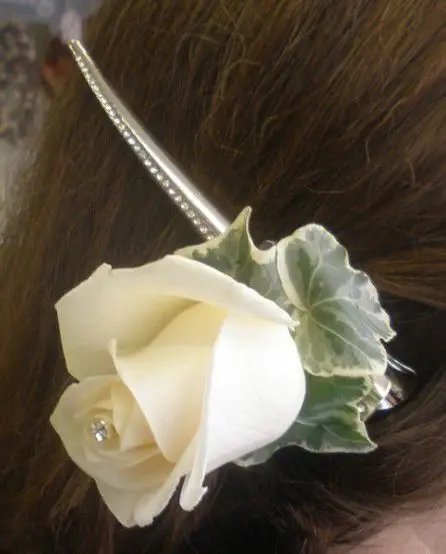 Diamante Hair Grip with Rose