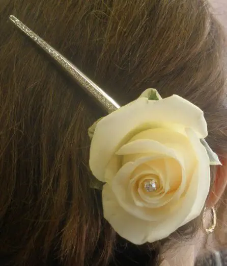 Diamante Hair Grip with Rose