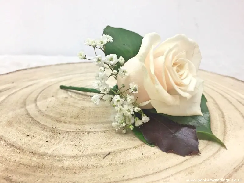 Peach Rose and Gypsy Grass Buttonhole Wedding Guests