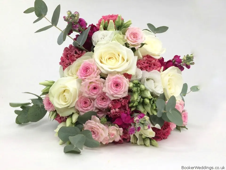 Bridesmaid Hand Tied Bouquet in Pink and White Roses