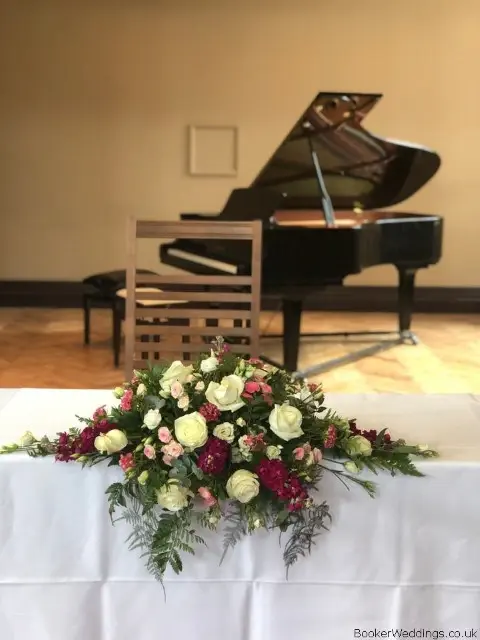 Pink and White Registrar Table Arrangement