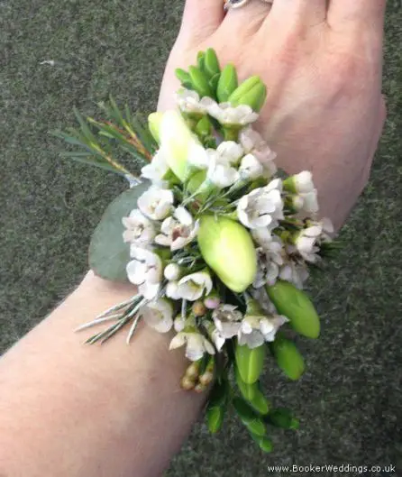 All White Wrist Corsage Top View