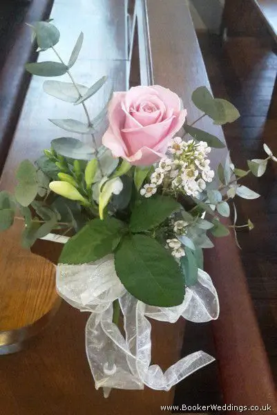 Dusky Pink Rose Pew Ends at All Saints Church Anfield