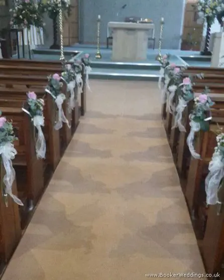 Dusky Pink Rose Pew Ends in All Saints Church Anfield