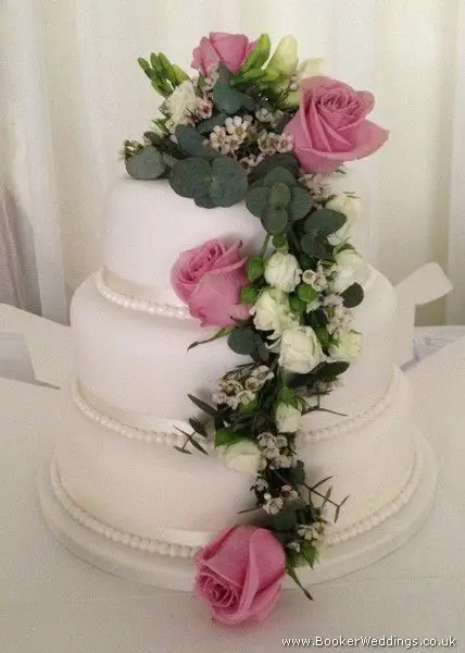 Dusky Pink Rose Wedding Cake Decoration Front View