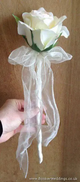White Rose Flowergirl Wand Bouquet