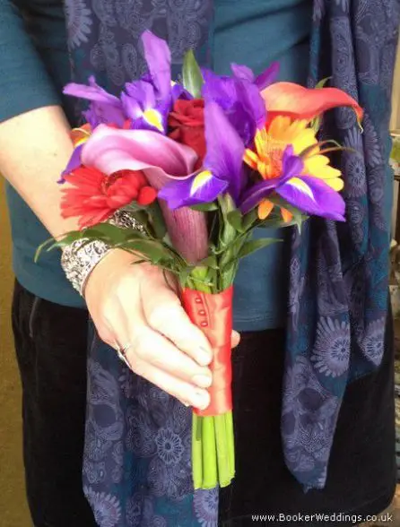 Rose, Gerbera and Calla Lily Bridesmaid Bouquet Side View 1