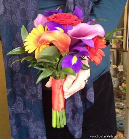 Rose, Gerbera and Calla Lily Bridesmaid Bouquet Side View