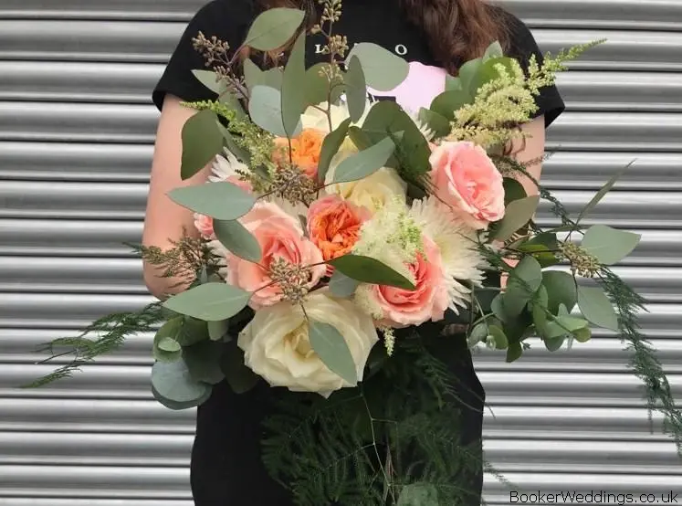 Bride Ivory Coral and Orange Wild Bouquet