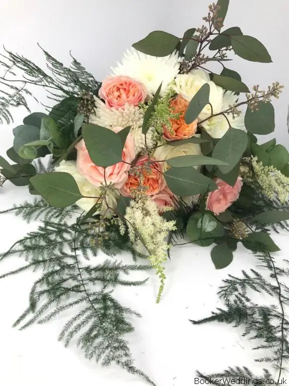 Bride Wild Bouquet with Roses Blooms and Euc