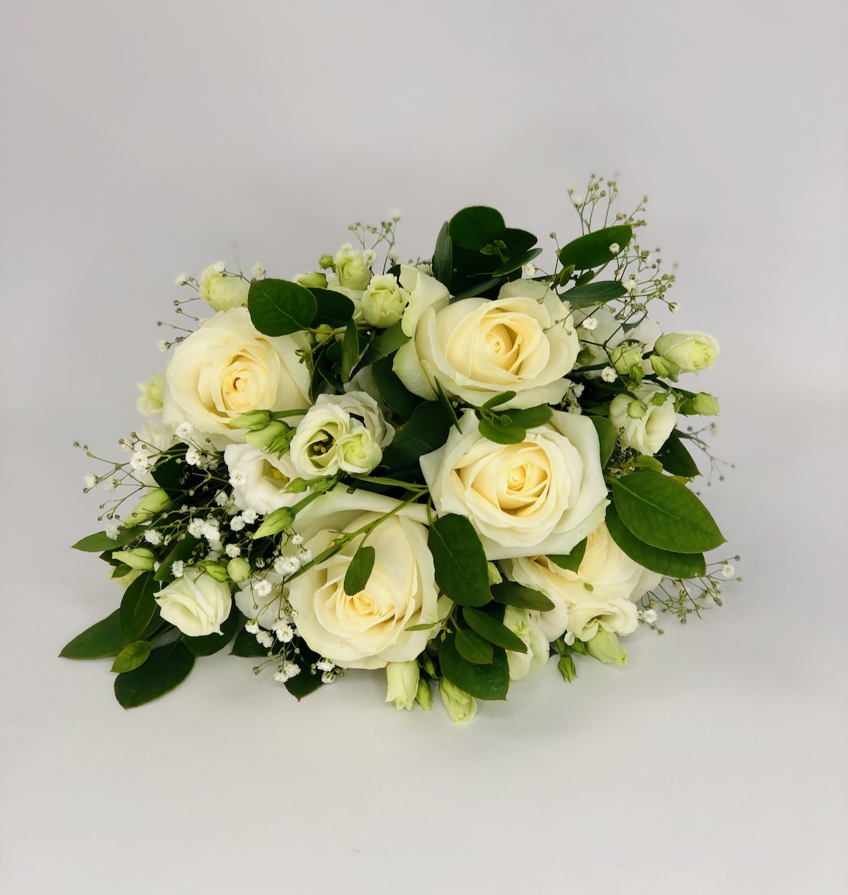 Frilly White Rose Brides Bouquet