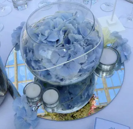 Blue Hydrangea Fishbowl Arrangement 2