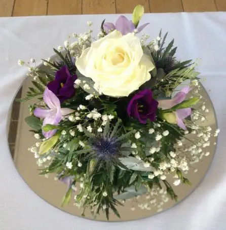 Rose Freesia, lissianthus and Eryngium Table arrangment 1