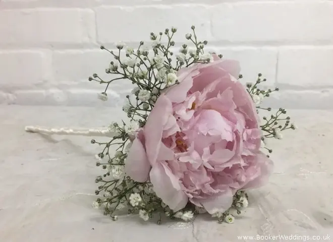 Flower Girl Wand Of Pink Peony And Gypsy Grass
