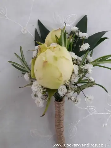 Groom Buttonhole of Spray Roses with Gyp And Twine
