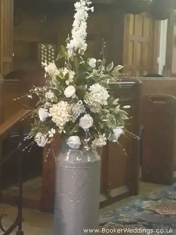 White And Green Wedding Pedestal for Church Enttrance