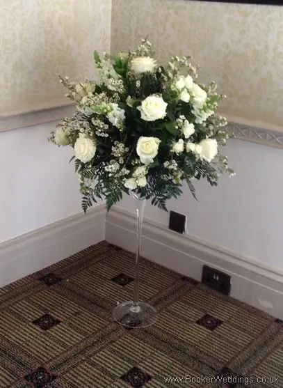 Ivory Flowers Martini Glass Aisle Arrangement at Inglewood Manor