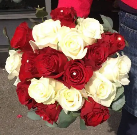 Red and White Rose Brides Wedding Bouquet Wedding Flowers