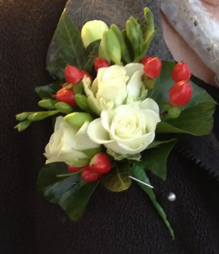 White Rose and Red Hypericum Mothers Cordage Wedding