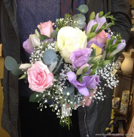 Pink, Lilac and White Rose and Freesia Bridesmaid Bouquet