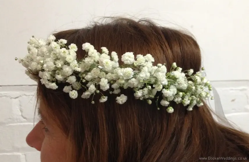 Gypsophila Hair Circlet for Flowergirl Side View